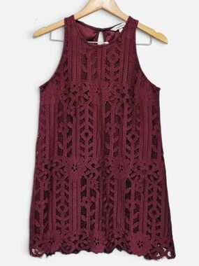 Speechless Girls Burgundy Lace Overlay Sleeveless Dress